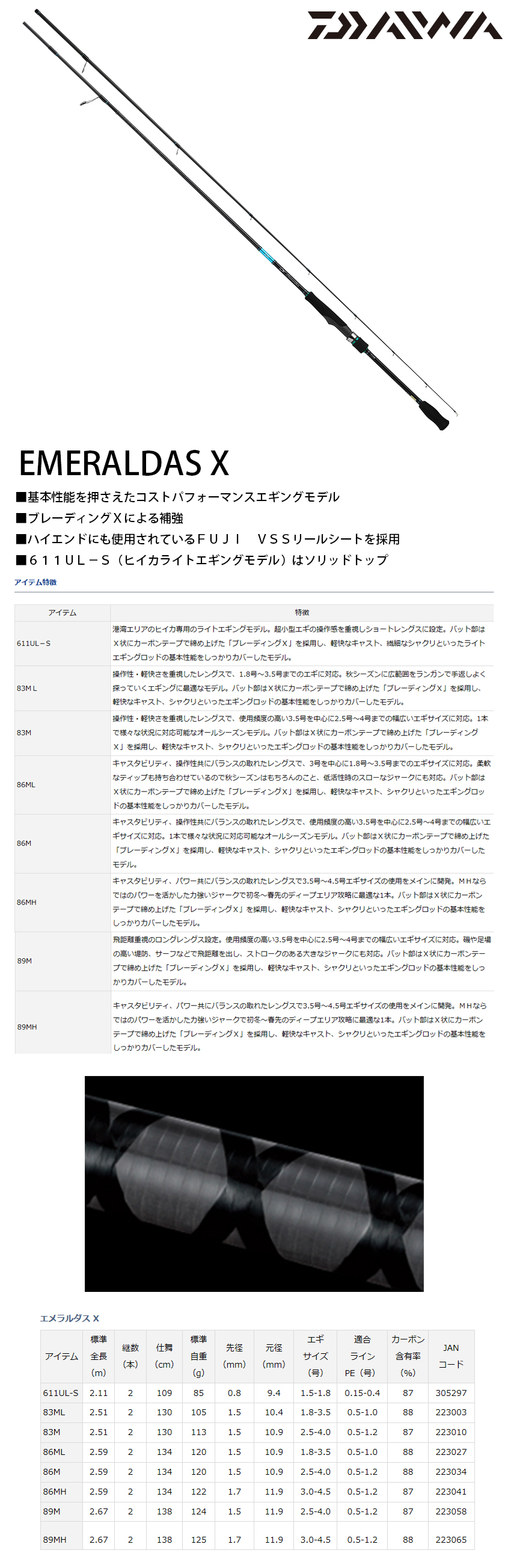 Daiwa Emeraldas X 83m 軟絲竿 漁拓釣具官方線上購物平台