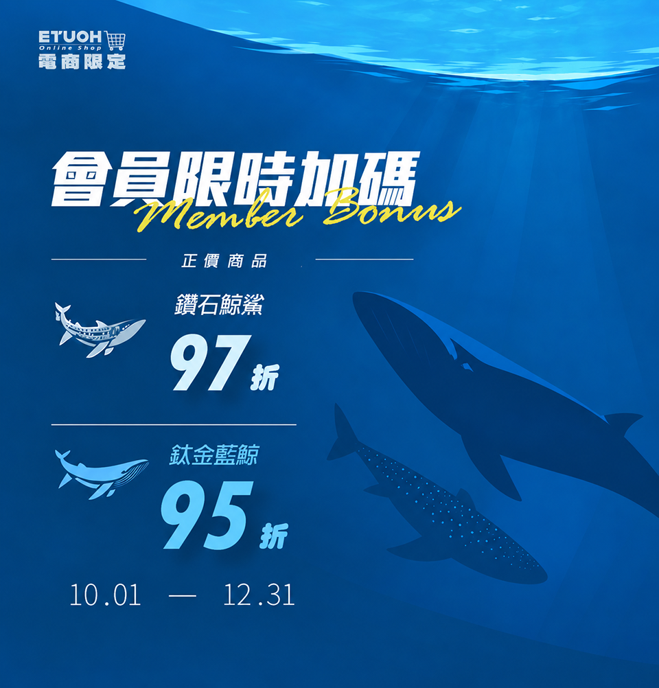 \ 鑽石鯨鯊97折 / 鈦金藍鯨95折 /