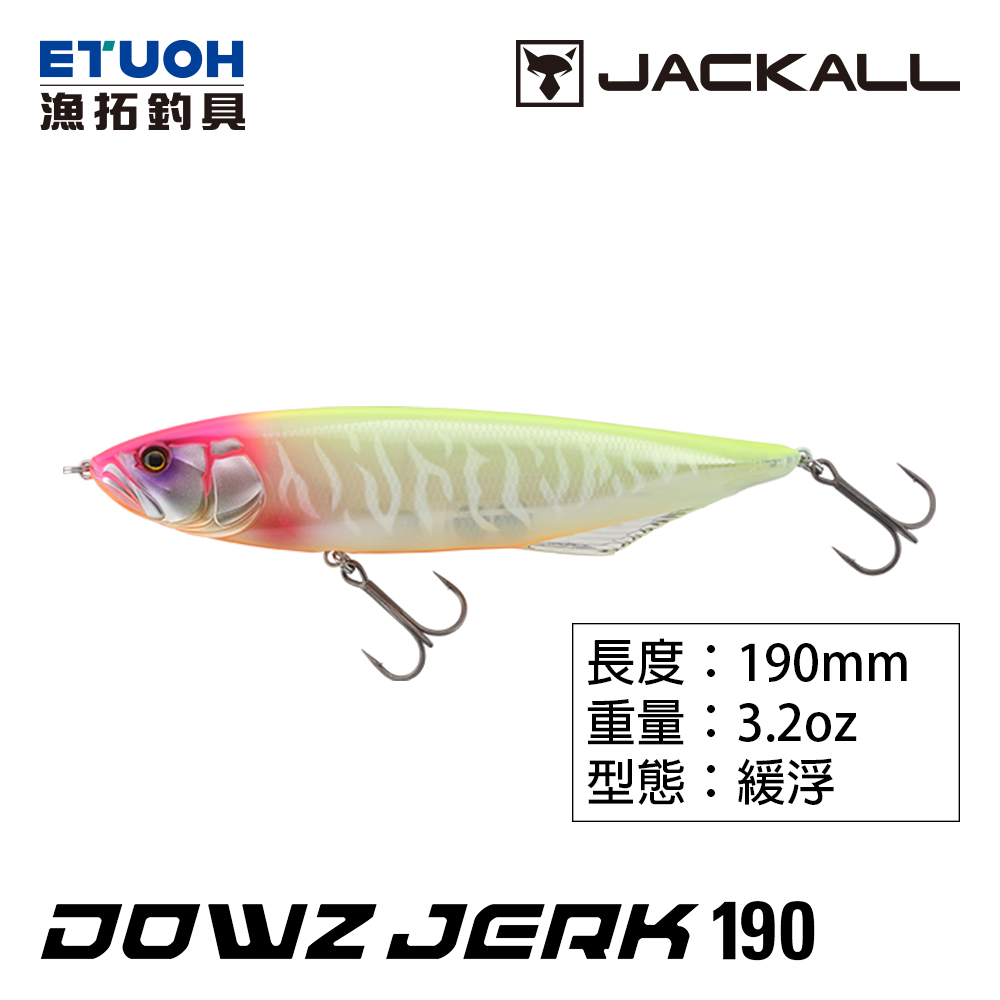 Leurre Flottant Jackall Dowz Jerk 190 Perle Fantôme - 19cm, 90g - Neuf