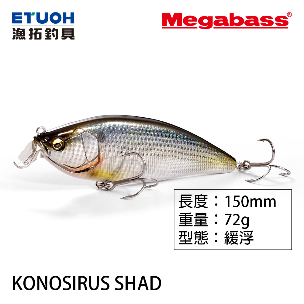 Leurre Megabass Konosirus Shad 150 Mm – Flottant, 72g, Konoshiro, Pour Thon