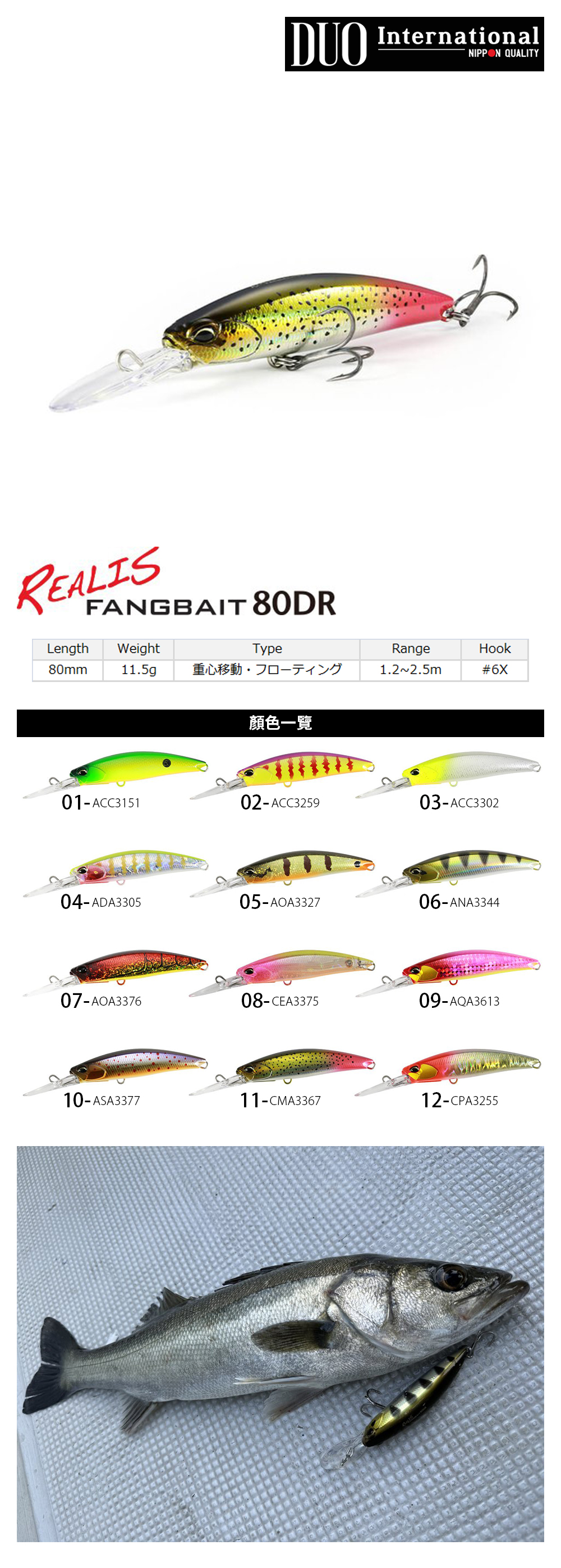 Leurre Flottant Duo Realis Fangbait 80DR – Pour Bass, 80mm, 11.5g, Neuf