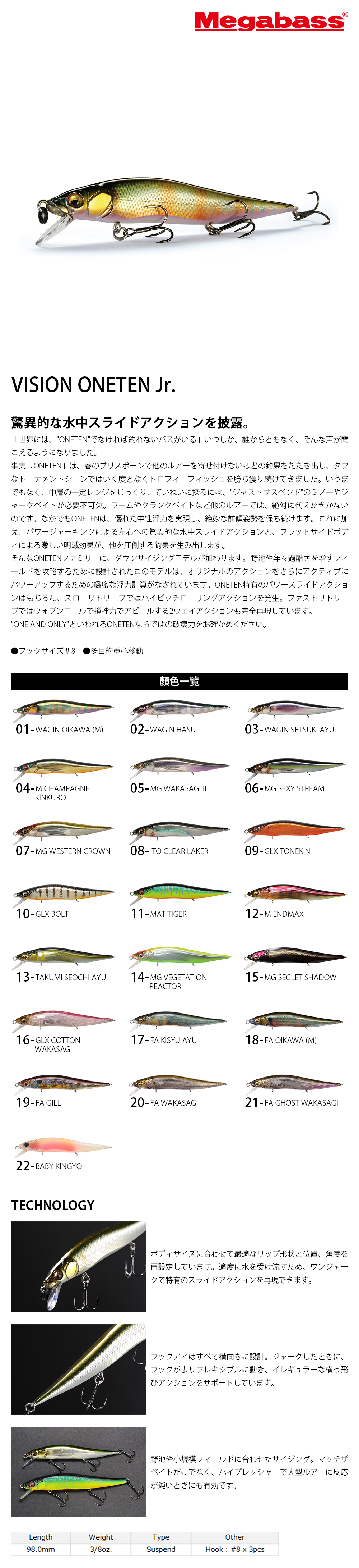 Megabass Vision Oneten Jr. Lure