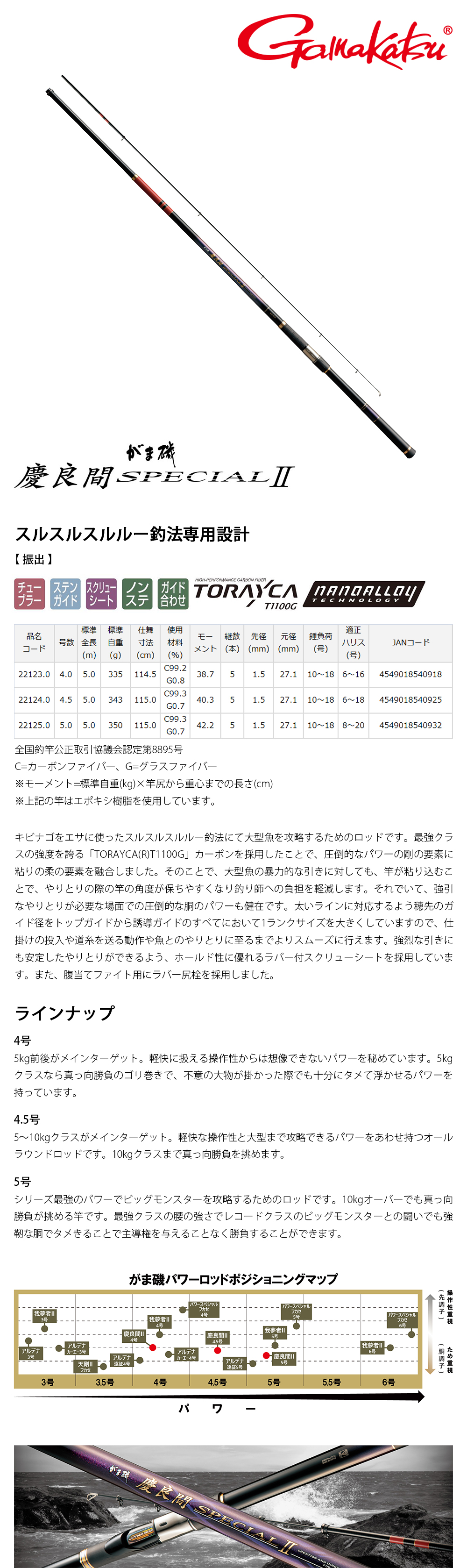 GAMAKATSU がま磯慶良間SP2 4.5号5.0M [大物磯釣竿] - 漁拓釣具官方